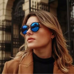 Reflective unisex retro vintage sunglasses shady island